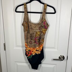 Gottex one piece map swimsuit size 18